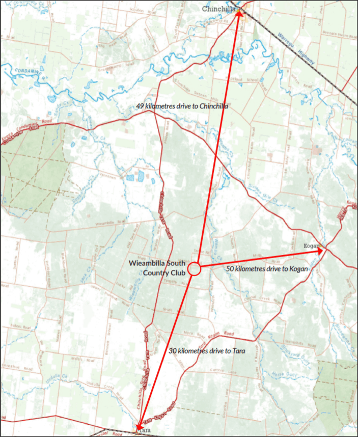 Map showing location of Wieambilla